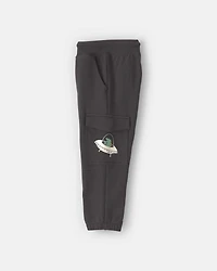Toddler Boy Glow-in-the-dark French Terry Cargo Joggers - Black