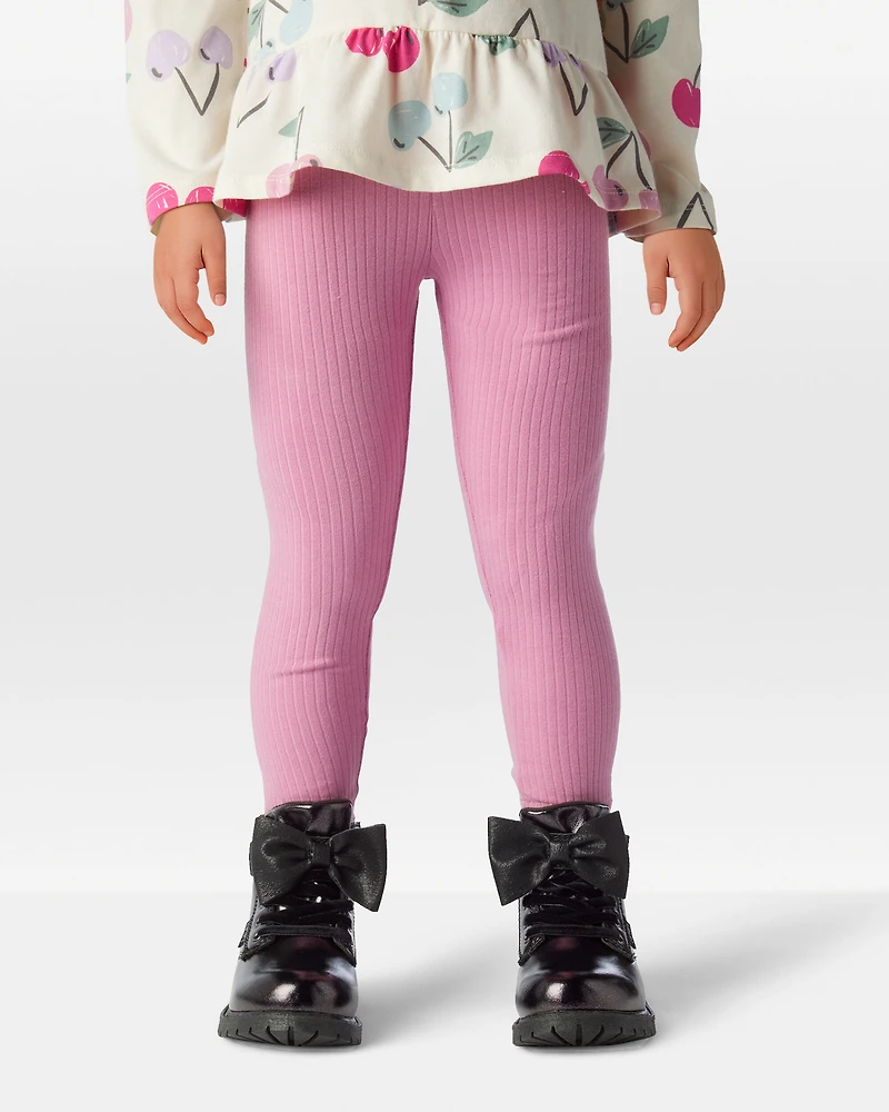 Toddler Girl Cotton Rib Pull-On Stretch Leggings - Purple