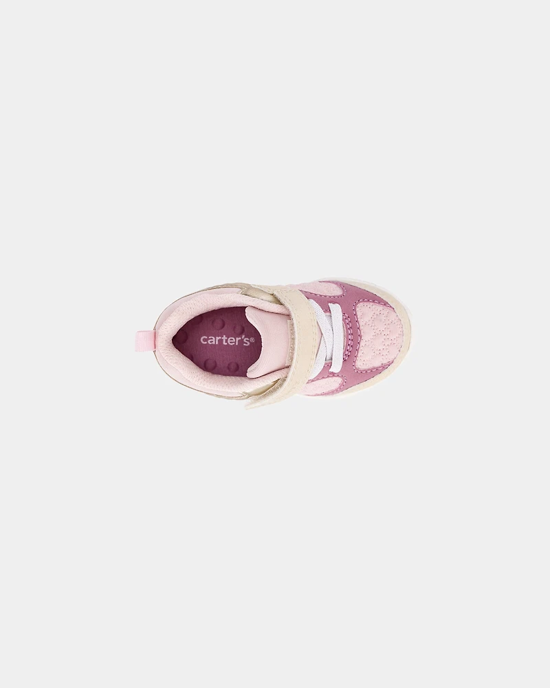 Baby Girl Every Step® First Walker Heart Color Block Sneakers - Pink/Gold