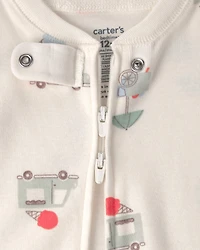 Baby 2-Pack Ice Cream Truck 100% Cotton Snug Fit 1-Piece Pajama - Blue/Ivory