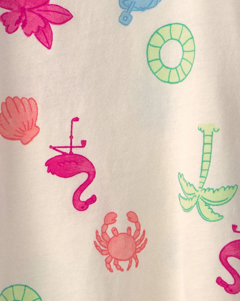 Toddler Girl Beach Ruffle-Sleeve Tank Top - Cream