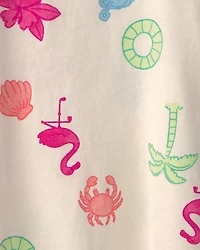 Toddler Girl Beach Ruffle-Sleeve Tank Top - Cream