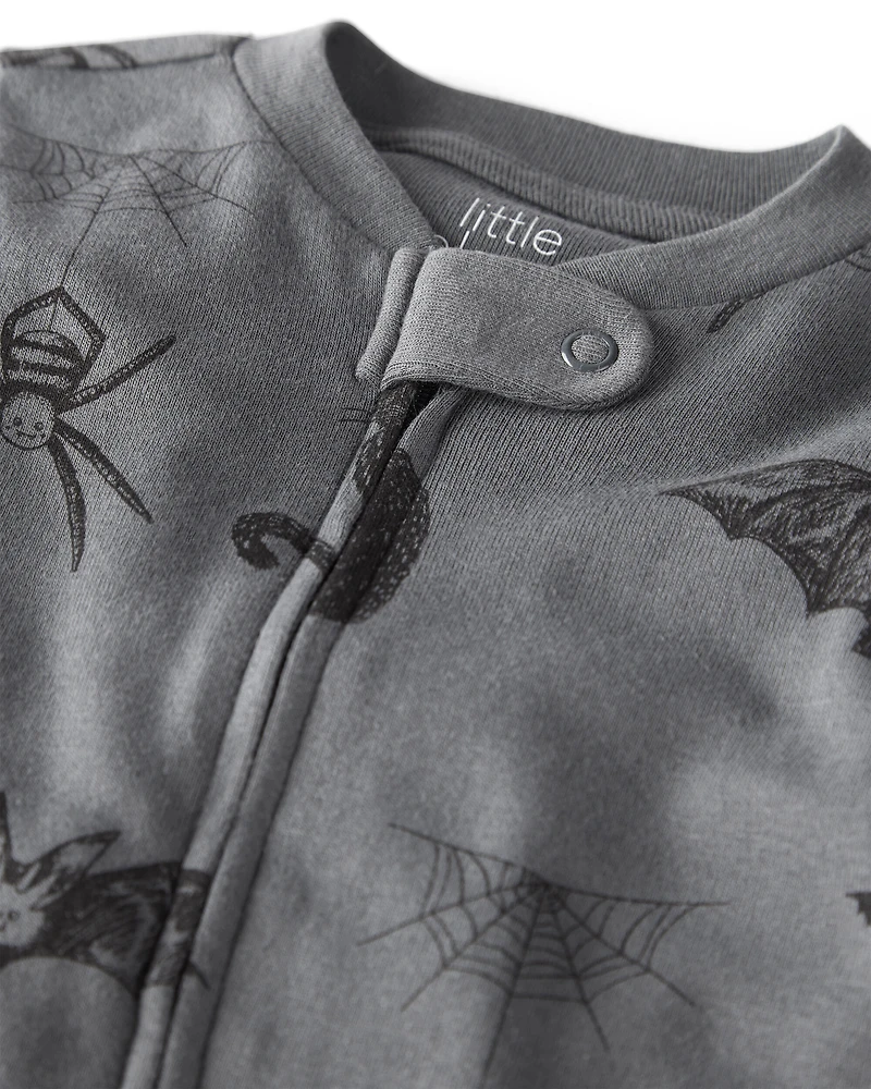 Baby Organic Cotton Sleep & Play Pajamas in Spooky Creatures Print