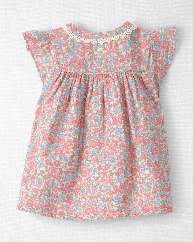 Baby Girl Organic Cotton Gauze Dress in Spring Floral Print