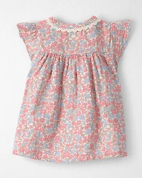 Baby Girl Organic Cotton Gauze Dress in Spring Floral Print