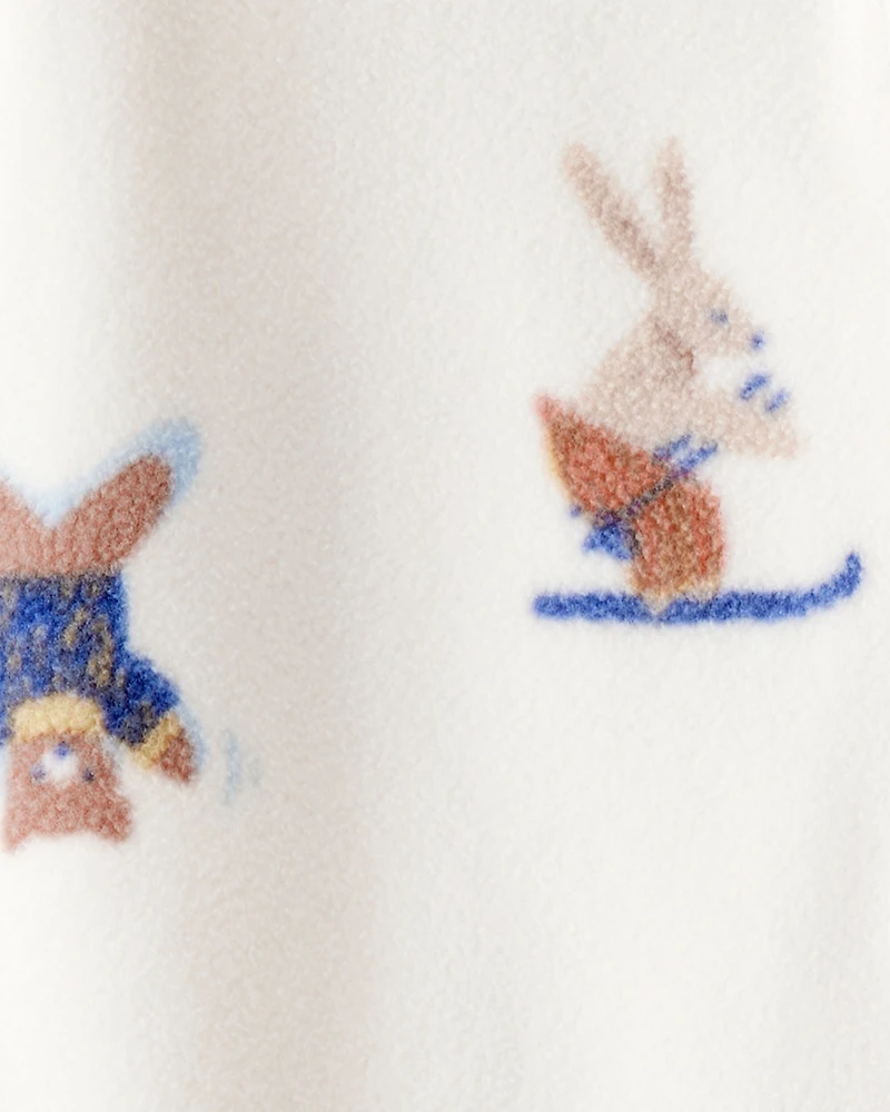 Baby Boy Animal Ski Print Loose Fit Long-Sleeve Sleep & Play Pajamas - Cream