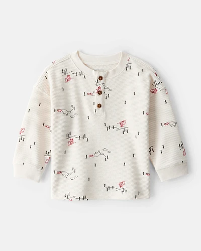 Baby Boy Skiing Henley T-Shirt - Cream