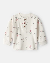 Baby Boy Skiing Henley T-Shirt - Cream