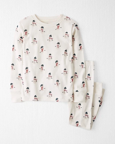 Toddler Organic Cotton Snowman Print Pajamas