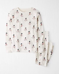 Toddler Organic Cotton Snowman Print Pajamas