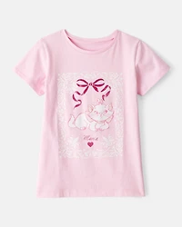 Girls Marie Cat Short-Sleeve Graphic Tee - Pink