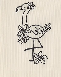 Toddler Girl Flamingo Embroidered Rib Tank Top - Ivory