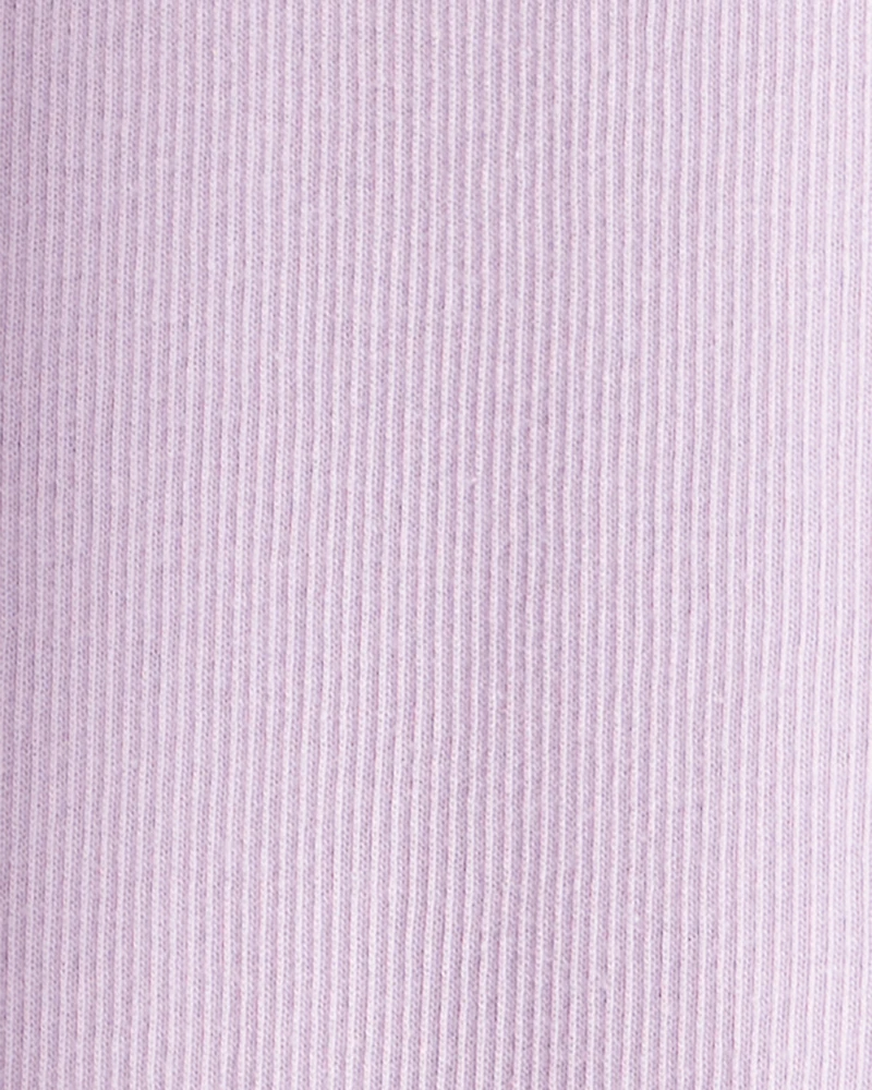 Girls 100% Cotton Pull-On Stretch Leggings - Purple