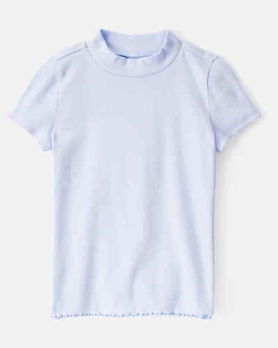 Kid Mock Neck Ribbed Tee - Blue