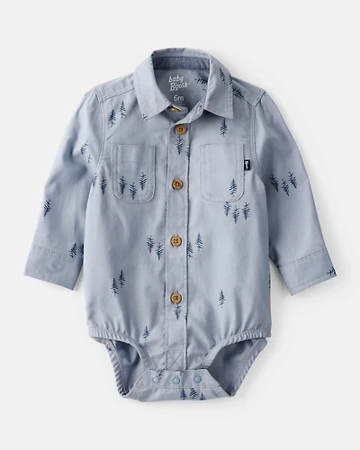 Baby Boy Woven Fashion Bodysuit - Blue