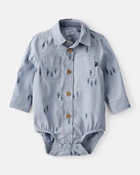 Baby Boy Woven Fashion Bodysuit - Blue