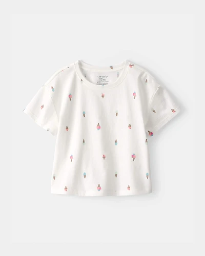 Baby Girl Ice Cream Top - White