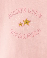 Baby Girl Shine Like Grandma Cotton Long-Sleeve Graphic Bodysuit - Pink