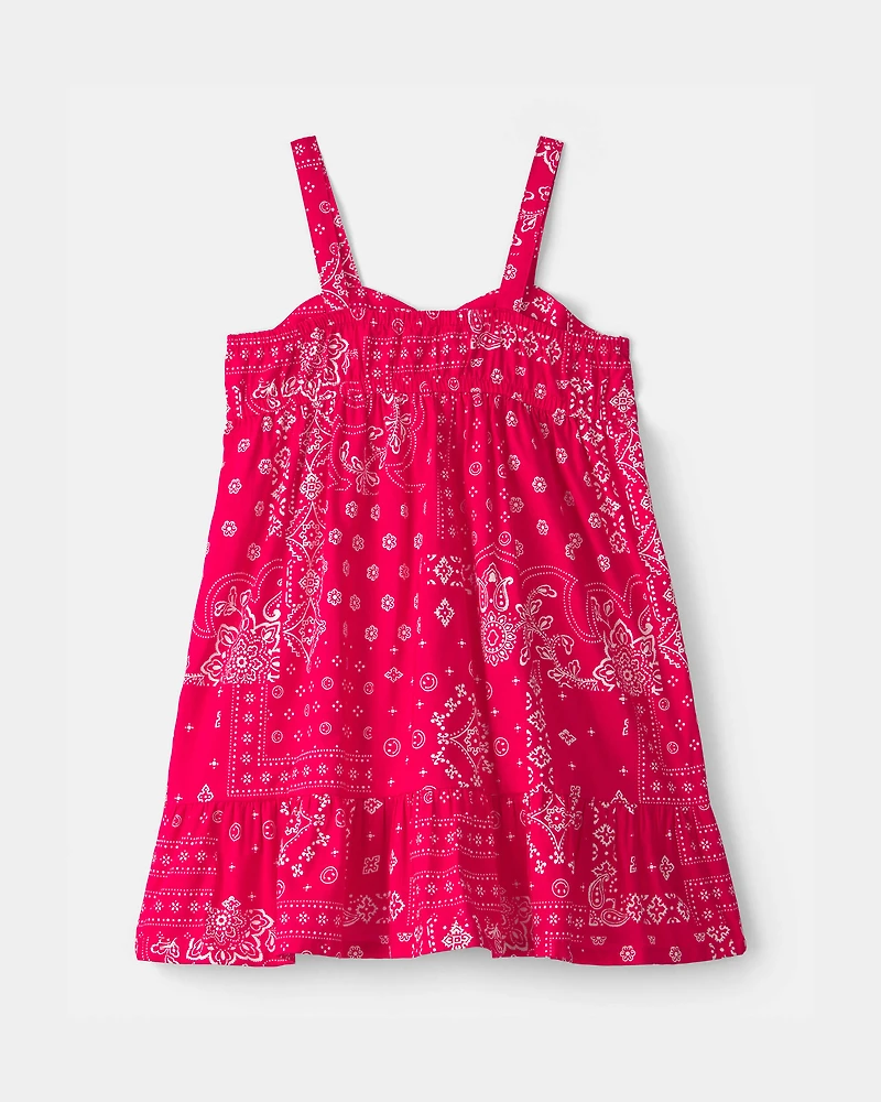 Toddler Girl Bandana Sleeveless Dress - Red