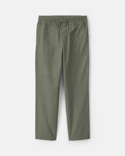 Boys Pull-On Canvas Pants - Olive Green