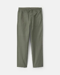 Boys Pull-On Canvas Pants - Olive Green