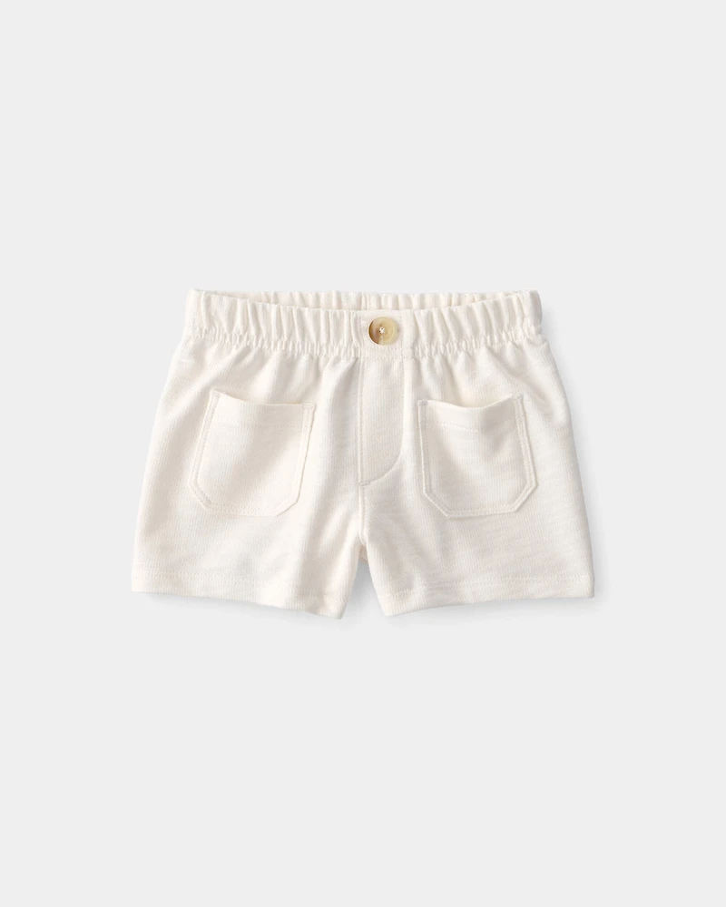 Baby Girl 2-Piece Shell Top & Short Set - Yellow/White