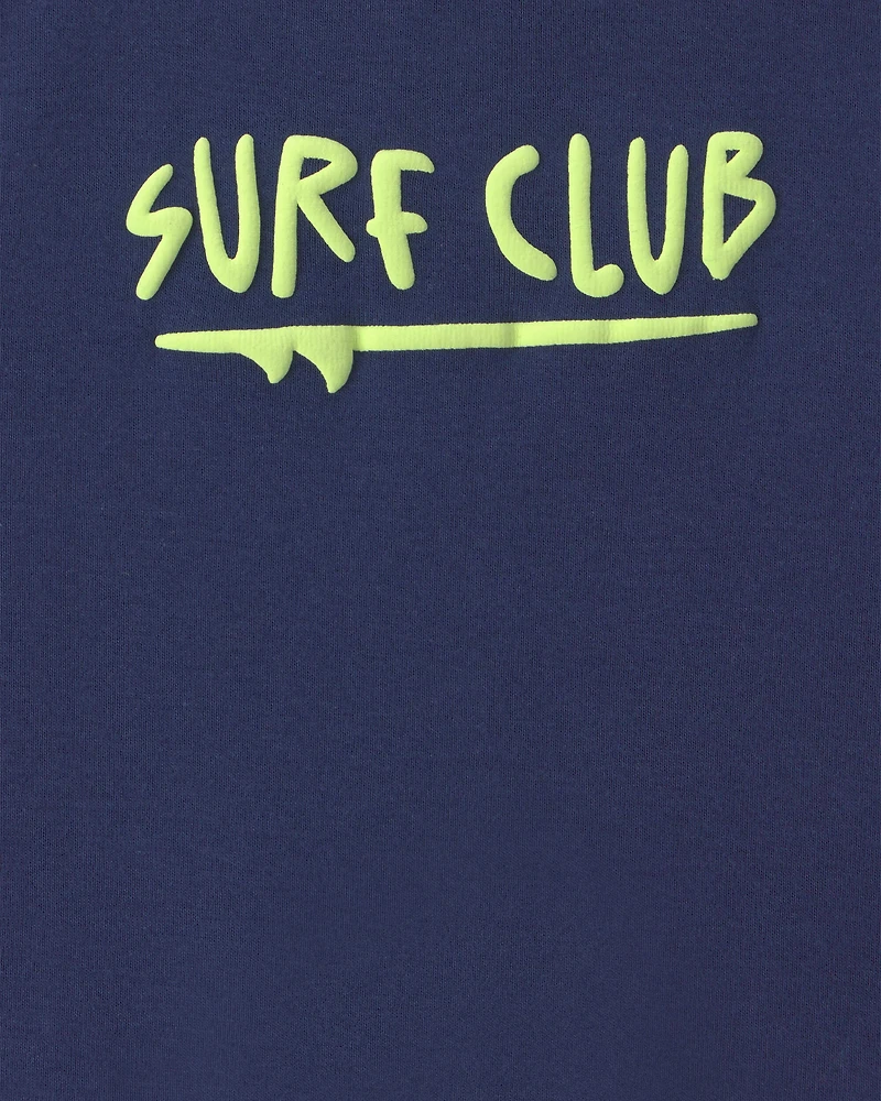 Baby Boy 'Surf Club' Short-Sleeve Romper - Navy Blue