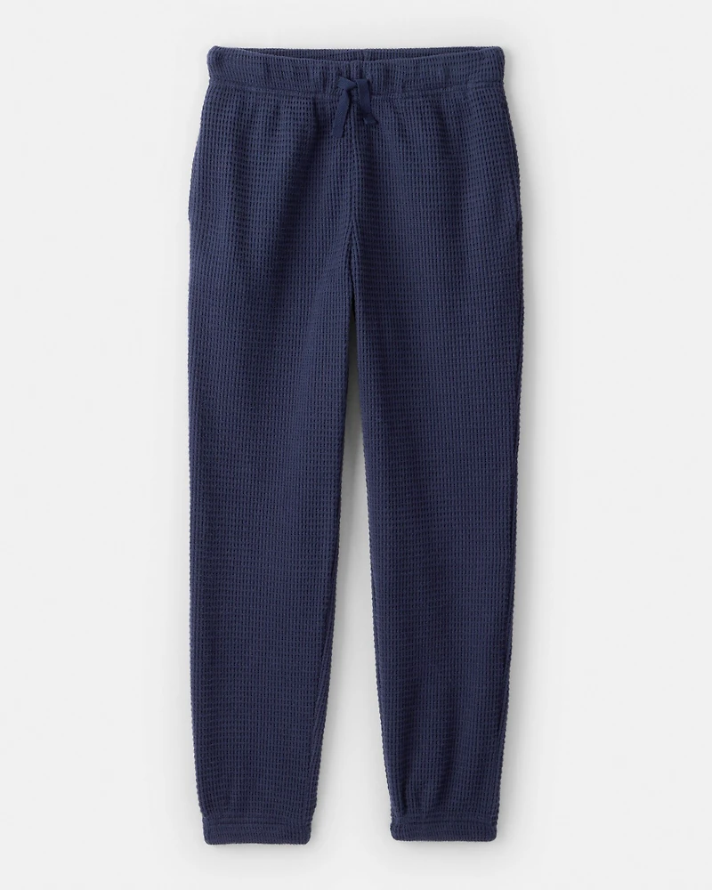 Girls Waffle Knit Joggers - Navy