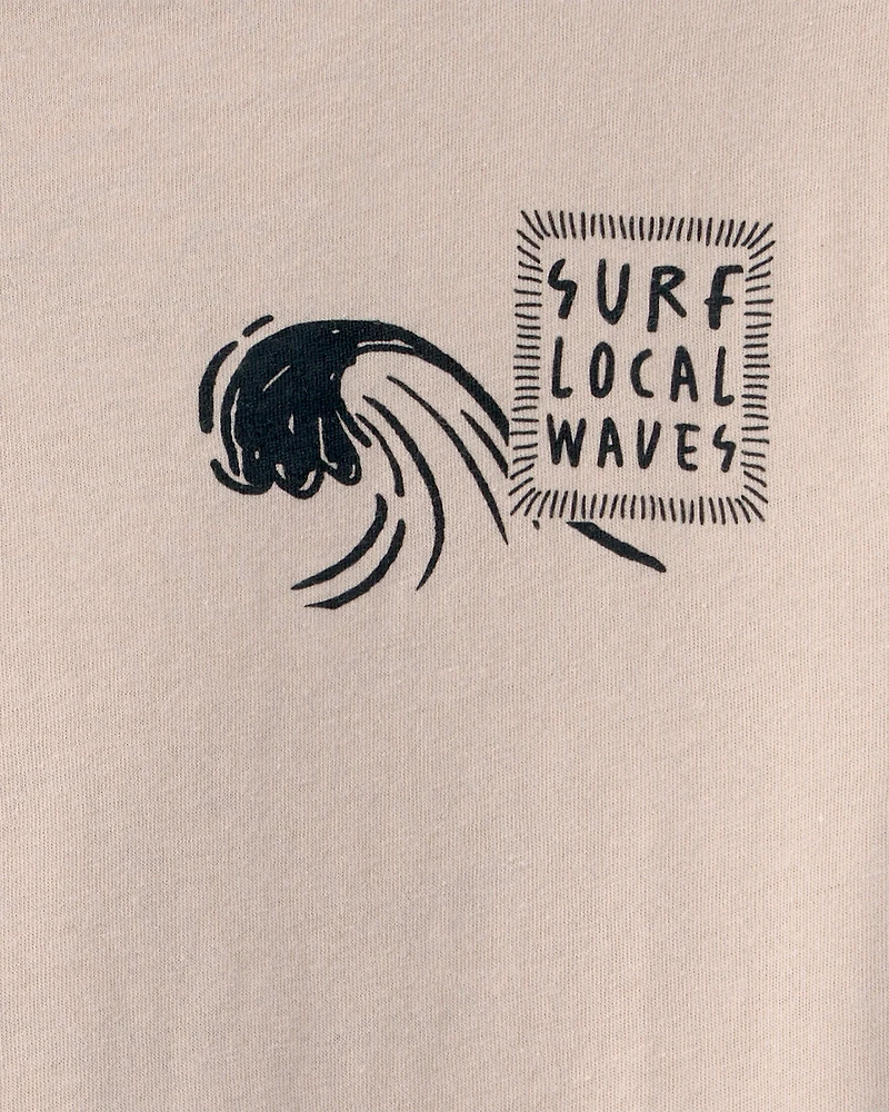 Kid Octopus Surf Graphic Tee - Tan