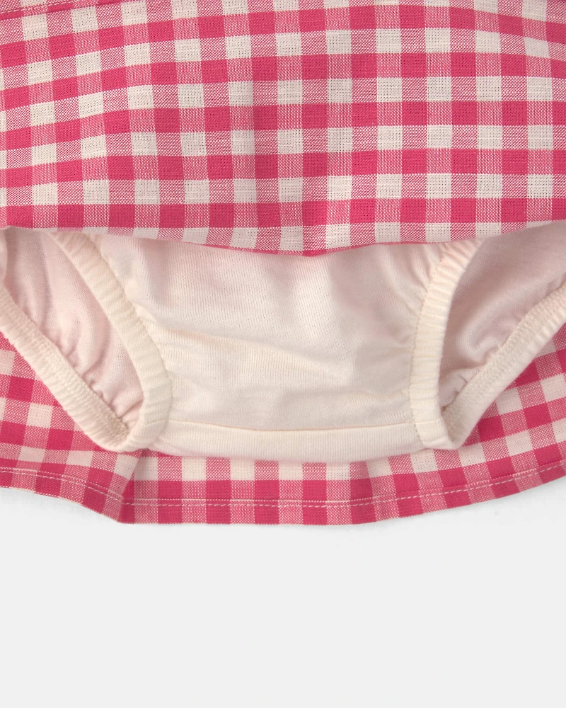 Baby Girl Gingham Pocket Skort - Red