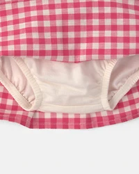 Baby Girl Gingham Pocket Skort - Red