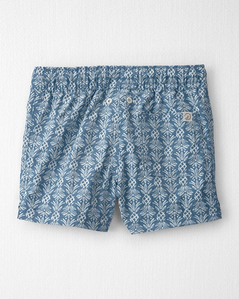 Toddler Boy Recycled Swim Trunks in Bloom Lagoon