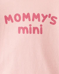 Baby Girl 'Mommy's Mini' Cotton Long-Sleeve Graphic Bodysuit - Pink