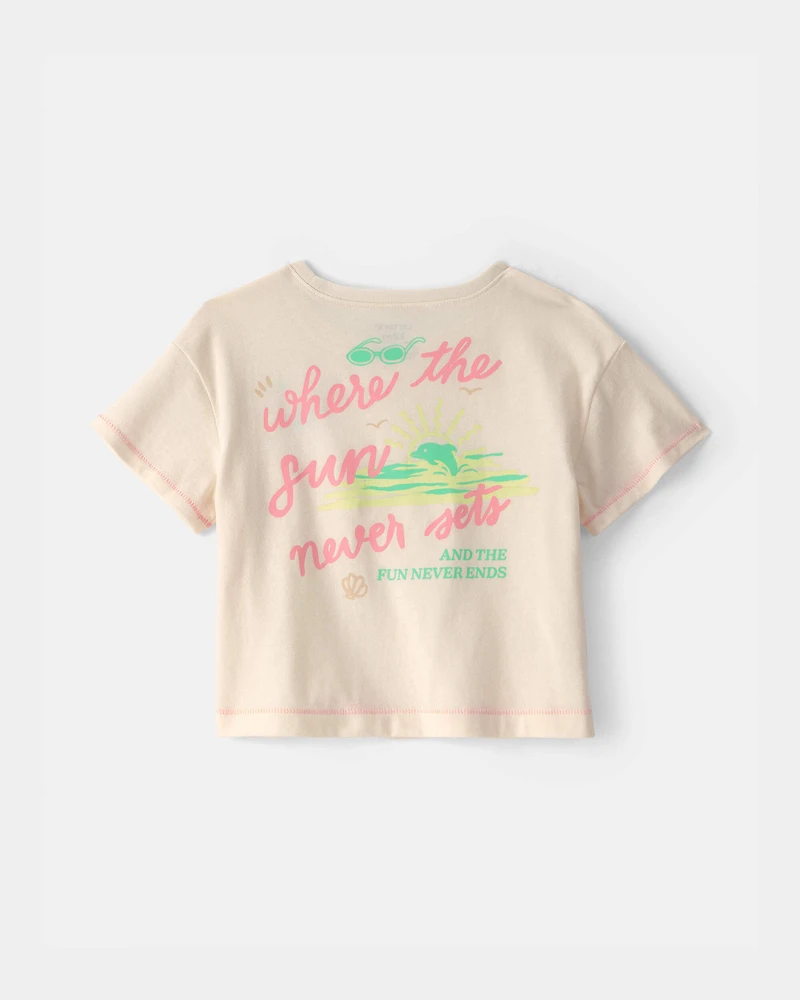 Baby Girl 'Where the Sun Never Sets' Graphic Tee - Cream