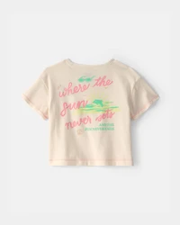 Baby Girl 'Where the Sun Never Sets' Graphic Tee - Cream