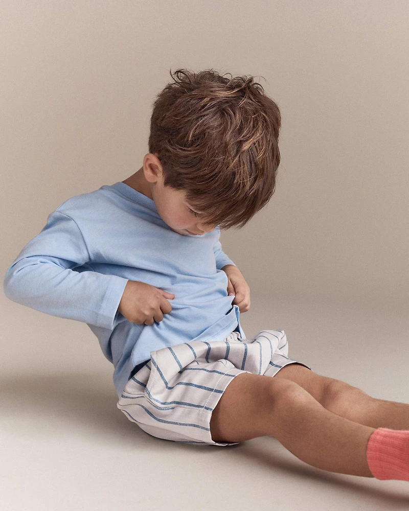 Toddler Pizza Long-Sleeve Relaxed Tee - Blue