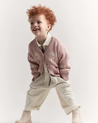 Toddler Girl Star & Moon Pocket Cardigan - Light Pink