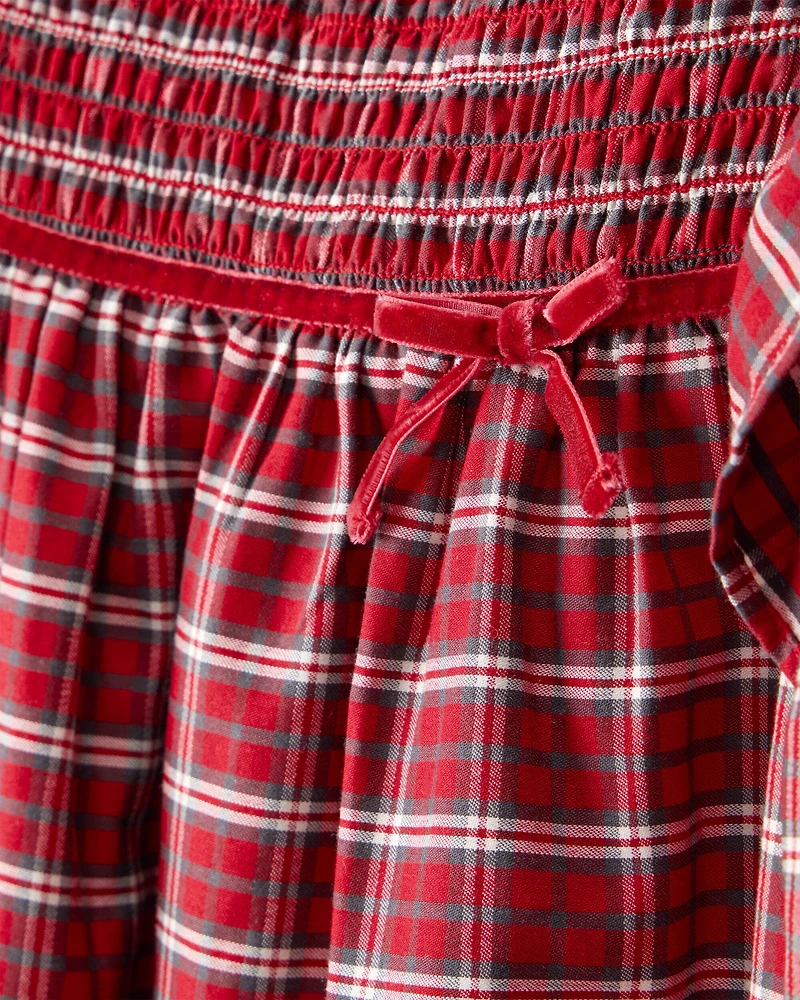 Toddler Girl Plaid Cotton Sleeveless Occasion Dress - Red