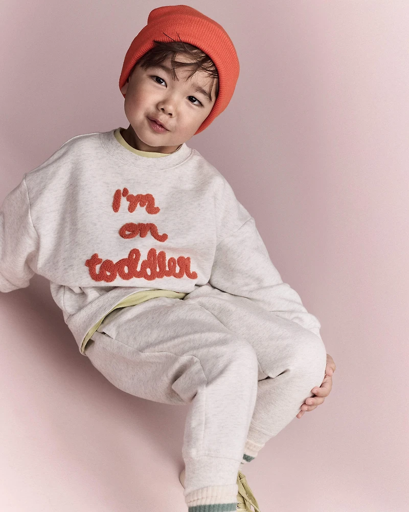 Toddler 'I'm On Toddler Time'  Dolman-Sleeve Sweatshirt - Heather Grey