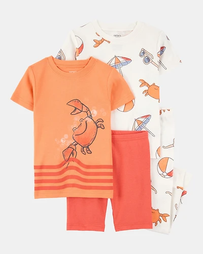 Baby Boy 4-Piece Beach Crab 100% Snug Fit Cotton Pajamas - Orange