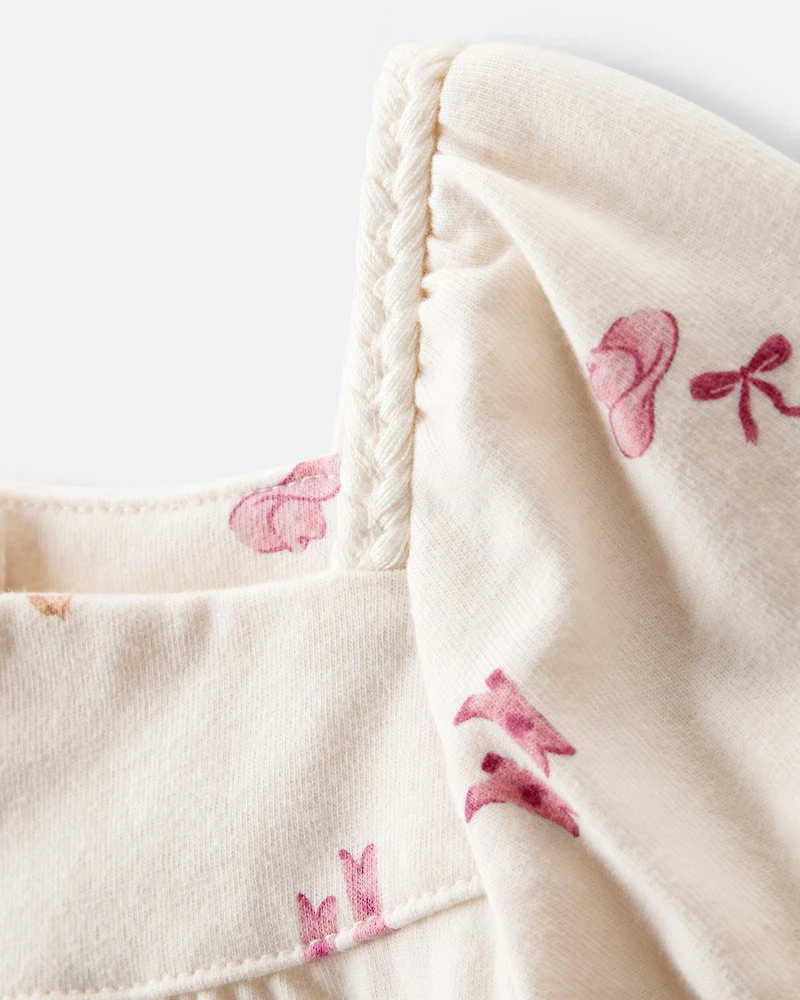 Toddler Girl 2-Piece Cowgirl Print Graphic Tee & Cotton Skirt Set - Cream/Pink