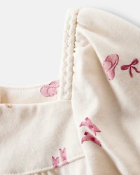 Toddler Girl 2-Piece Cowgirl Print Graphic Tee & Cotton Skirt Set - Cream/Pink