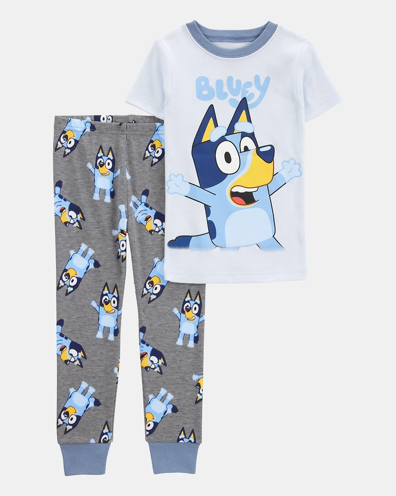 Toddler Boy Bluey Snug Fit Cotton 2-Piece Pajamas - Blue
