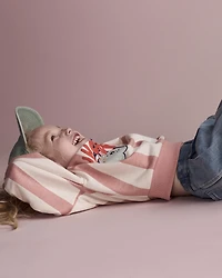 Toddler 'Whoops' Striped Ice Cream Dolman-Sleeve Sweatshirt - Peach