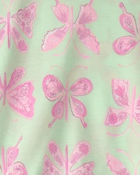 Girls Butterfly Loose Fit 2-Piece Pajama Set - Green