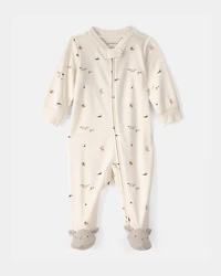 Baby Easter Bunny 100% Cotton 2-Way Zip Sleep & Play Pajama - Cream