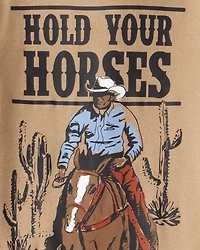 Boys Western Print 100% Cotton Long-Sleeve Snug Fit 4-Piece Pajamas - Brown