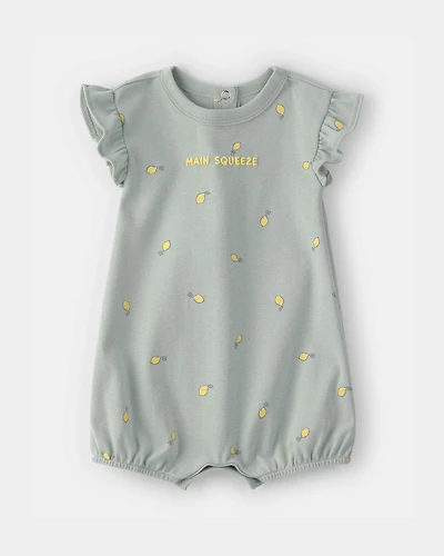Baby Girl 'Main Squeeze' Lemon Short-Sleeve Romper - Green