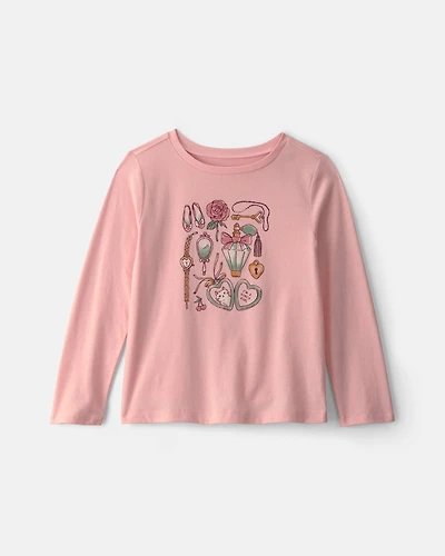 Girls Girly Icons Long-Sleeve Graphic Tee - Pink