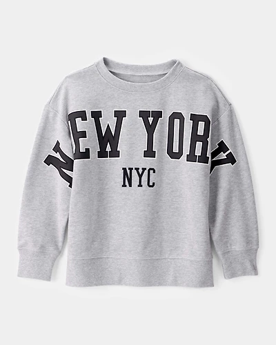 Boys NYC French Terry Pullover Sweatshirt - Grey